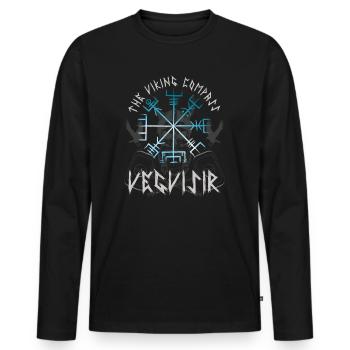 Wikinger nordische Mythologie Kompass Vegvisir - Männer Premium Bio Langarmshirt - Schwarz - Vorne - Nico (187cm)