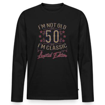 50. Geburtstag Vintage lustiger Spruch - Männer Premium Bio Langarmshirt - Schwarz - Vorne - Nico (187cm)