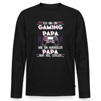 Gaming Papa Lustiger Gamer Spruch - Männer Premium Bio Langarmshirt - Schwarz - Vorne - Nico (187cm)