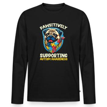 Autismus-Mops Autistischer Hundeliebhaber - Männer Premium Bio Langarmshirt - Schwarz - Vorne - Nico (187cm)