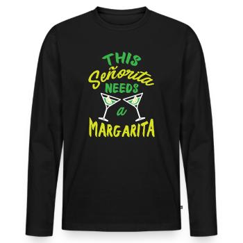 Drôle Cinco De Mayo Mexique - T-shirt manches longues Premium bio Homme - noir - Devant - Nico (187cm)