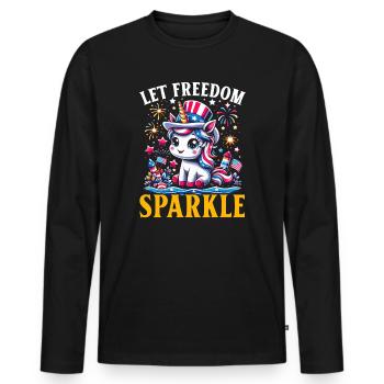 4 juillet Licorne patriotique 4 juillet Usa Pride - T-shirt manches longues Premium bio Homme - noir - Devant - Nico (187cm)