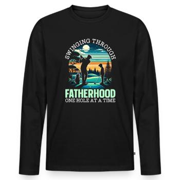 Father's Day Golfers Golfers Paternity - Men's Premium Organic Long Sleeve Shirt - black - Front - Nico (187cm)