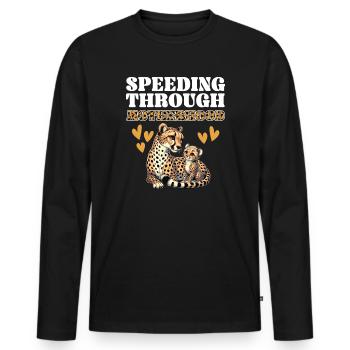 Mother's Day Cheetah Lover Maternity Best - Men's Premium Organic Long Sleeve Shirt - black - Front - Nico (187cm)
