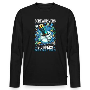 Father's Day, Mechanic, Fatherhood, Best Dad - Men's Premium Organic Long Sleeve Shirt - black - Front - Nico (187cm)