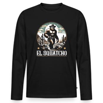 Amant du Bigfoot de l’Ouest Sasquatch Yéti - T-shirt manches longues Premium bio Homme - noir - Devant - Nico (187cm)