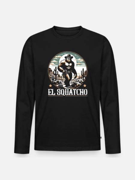 Western Bigfoot Lover Sasquatch Yeti - Men's Premium Organic Long Sleeve Shirt - black