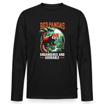 Endangered Species Animal Lovers Red Panda - Men's Premium Organic Long Sleeve Shirt - black - Front - Nico (187cm)
