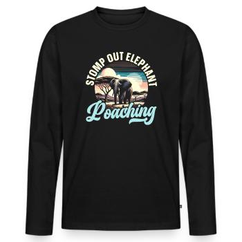Endangered Species, Animal Lover, Elephant - Men's Premium Organic Long Sleeve Shirt - black - Front - Nico (187cm)
