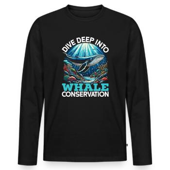 Endangered Species, Animal Lover, Whale - Men's Premium Organic Long Sleeve Shirt - black - Front - Nico (187cm)