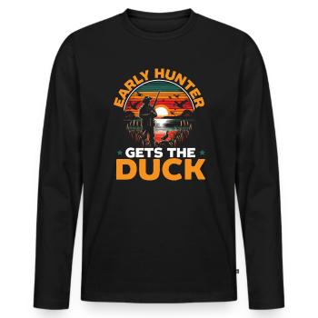 Duck Hunter Duckaholic Waterfowl Duck Hunting - Men's Premium Organic Long Sleeve Shirt - black - Front - Nico (187cm)