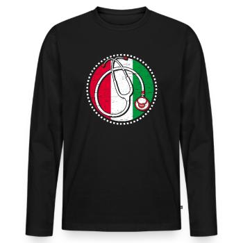 Italienische Krankenschwester, Staatlich Geprüfte - Männer Premium Bio Langarmshirt - Schwarz - Vorne - Nico (187cm)