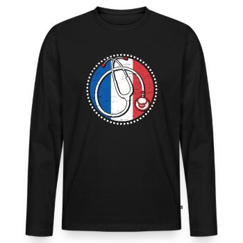 Französische Krankenschwester, Staatlich Geprüfte - Männer Premium Bio Langarmshirt - Schwarz - Vorne - Nico (187cm)