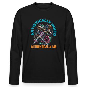 Tattoo Artist Tattooed, I Love Tattoos With - Men's Premium Organic Long Sleeve Shirt - black - Front - Nico (187cm)