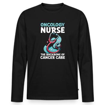 Infirmière en oncologie, formée - T-shirt manches longues Premium bio Homme - noir - Devant - Nico (187cm)
