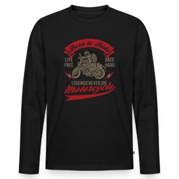 Moto Vintage Né pour Rouler - T-shirt manches longues Premium bio Homme - noir - Devant - Nico (187cm)