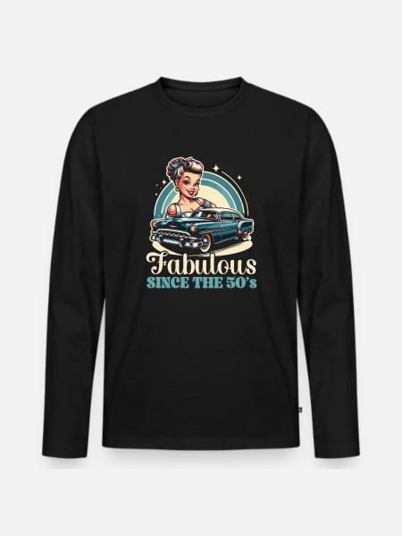Aus Den 50ern Musik 50er 1950 Party Fifties 50er - Männer Premium Bio Langarmshirt - Schwarz