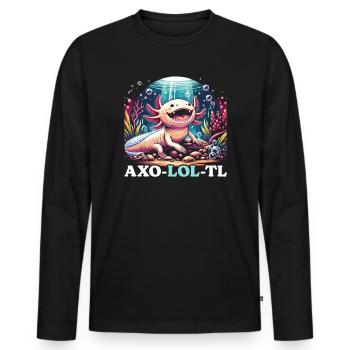 Kawaii Axolotl Walking Fish Mexican - Men's Premium Organic Long Sleeve Shirt - black - Front - Nico (187cm)