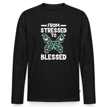 Trouble de stress, santé mentale, - T-shirt manches longues Premium bio Homme - noir - Devant - Nico (187cm)