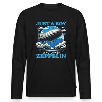 Zeppelin für Jungen - Männer Premium Bio Langarmshirt - Schwarz - Vorne - Nico (187cm)