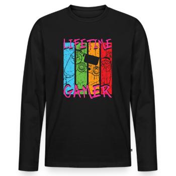 Gaming Vintage Lifetime Gamer - T-shirt manches longues Premium bio Homme - noir - Devant - Nico (187cm)