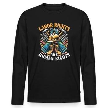 Jours fériés 1er mai Fête du travail - T-shirt manches longues Premium bio Homme - noir - Devant - Nico (187cm)
