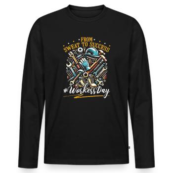 Happy Labor Holidays to International - Men's Premium Organic Long Sleeve Shirt - black - Front - Nico (187cm)