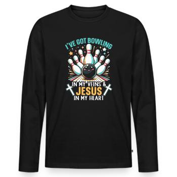 Lustige Bowlingkugel-bowlingbahn-splinte Sport - Männer Premium Bio Langarmshirt - Schwarz - Vorne - Nico (187cm)