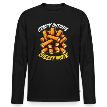 Mozzarella-Sticks lustig Essen - Männer Premium Bio Langarmshirt - Schwarz - Vorne - Nico (187cm)