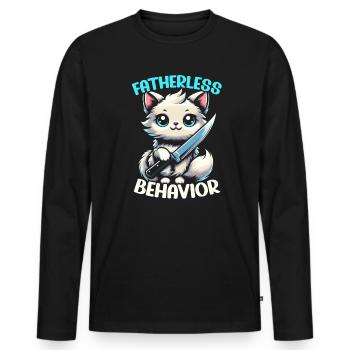Drôle de chat Kitty - T-shirt manches longues Premium bio Homme - noir - Devant - Nico (187cm)