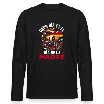 Fête des mères avec des racines espagnoles, maman, meilleur - T-shirt manches longues Premium bio Homme - noir - Devant - Nico (187cm)