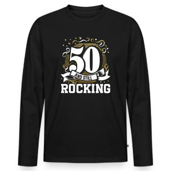 50th Birthday Party Bday Fiftieth Birthday - Men's Premium Organic Long Sleeve Shirt - black - Front - Nico (187cm)