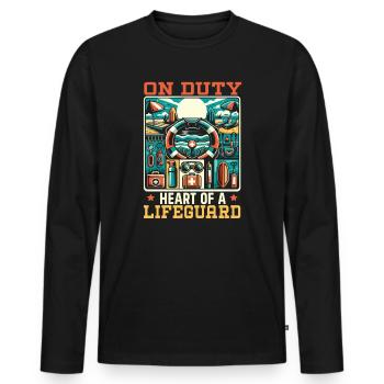 Job as a lifeguard in the swimming pool, - Men's Premium Organic Long Sleeve Shirt - black - Front - Nico (187cm)