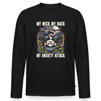 Drôle d’opossum amoureux des animaux sauvages chat poubelle - T-shirt manches longues Premium bio Homme - noir - Devant - Nico (187cm)