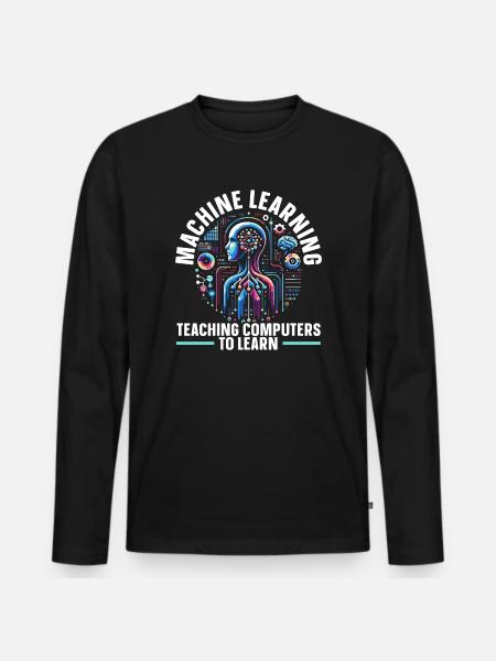 Künstliche Intelligenz, Ki, Maschinelles Lernen - Männer Premium Bio Langarmshirt - Schwarz
