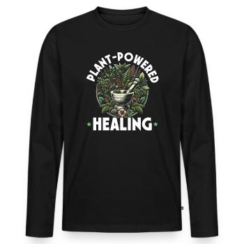 Herbalism, Herbal Medicine, Natural Healing - Men's Premium Organic Long Sleeve Shirt - black - Front - Nico (187cm)