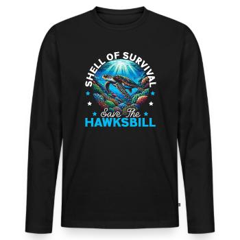 Endangered Species Animal Welfare Hawksbill Turtle - Men's Premium Organic Long Sleeve Shirt - black - Front - Nico (187cm)