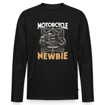 Lustiger Motorradliebhaber, Der Motorrad Fährt. - Männer Premium Bio Langarmshirt - Schwarz - Vorne - Nico (187cm)