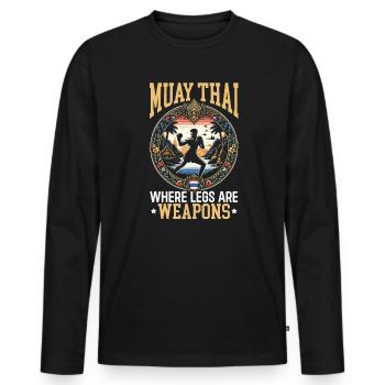 Muay Thai Fighter Kickboxing Kickboxer Thailand - Men's Premium Organic Long Sleeve Shirt - black - Front - Nico (187cm)