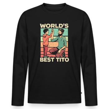 Drôle philippin oncle de Tito, Meilleur - T-shirt manches longues Premium bio Homme - noir - Devant - Nico (187cm)