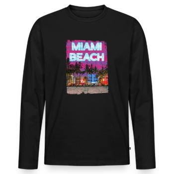 Miami 80s Retro Vaporwave - Men's Premium Organic Long Sleeve Shirt - black - Front - Nico (187cm)