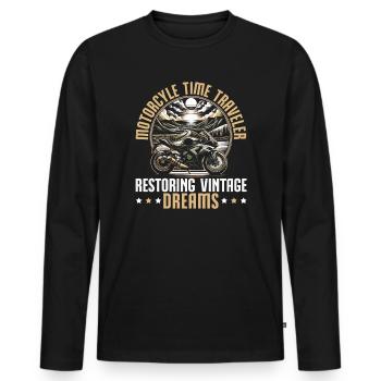 Lustiger Motorradliebhaber, Der Motorrad Fährt. - Männer Premium Bio Langarmshirt - Schwarz - Vorne - Nico (187cm)