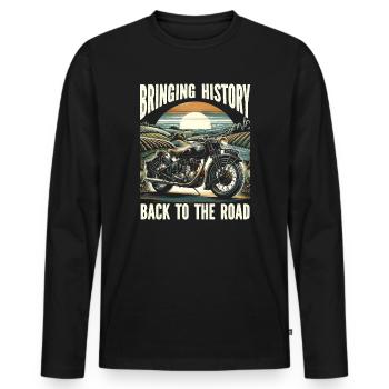 Lustiger Motorradliebhaber, Der Motorrad Fährt. - Männer Premium Bio Langarmshirt - Schwarz - Vorne - Nico (187cm)