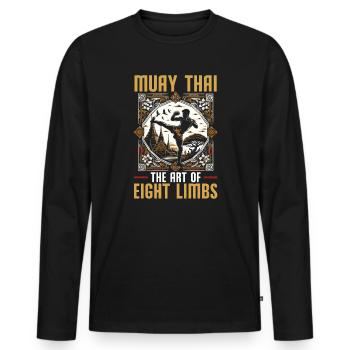 Muay Thai Fighter Kickboxing Kickboxer Thailand - Men's Premium Organic Long Sleeve Shirt - black - Front - Nico (187cm)