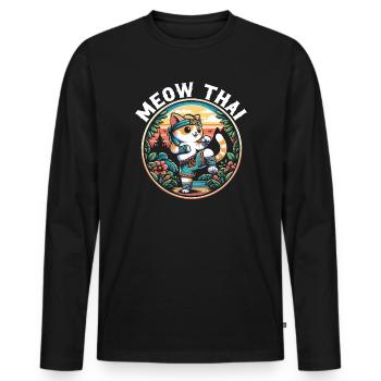 Muay Thai Fighter Kickboxing Kickboxer Thailand - Men's Premium Organic Long Sleeve Shirt - black - Front - Nico (187cm)