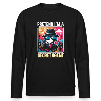 Secret Agent Detective Undercover Gift - Men's Premium Organic Long Sleeve Shirt - black - Front - Nico (187cm)