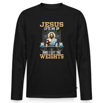 religion religion christianisme haltérophilie jésus - T-shirt manches longues Premium bio Homme - noir - Devant - Nico (187cm)