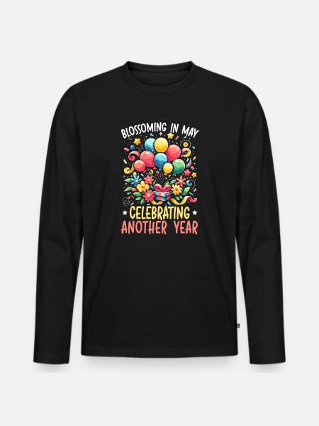 Happy Birthday, Celebrating Bday party, - Men's Premium Organic Long Sleeve Shirt - black