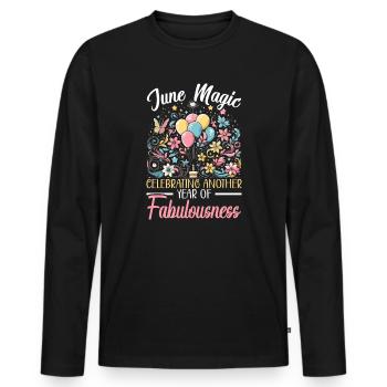 Happy Birthday, Celebrating Bday Party, - Men's Premium Organic Long Sleeve Shirt - black - Front - Nico (187cm)