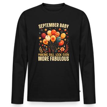 Happy Birthday, Celebrating Bday Party, - Men's Premium Organic Long Sleeve Shirt - black - Front - Nico (187cm)